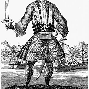 EDWARD TEACH (d. 1718). English pirate, known as Blackbeard. Line engraving, 18th century
