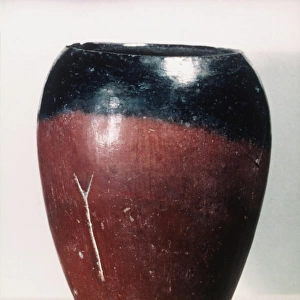 EGYPTIAN VASE, c4000 B. C. Badarian black-topped pot from Upper Egypt