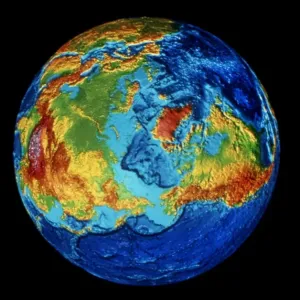 EARTH: TOPOGRAPHY Print, centered on the North Pole EARTH: TOPOGRAPHY Print, centered on the North Pole