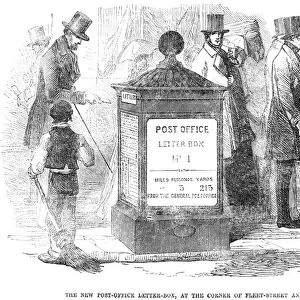 ENGLAND: MAILBOX, 1855. Letter box at London, England. Wood engraving, 1855