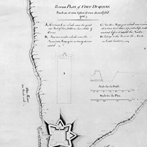 English plan, 1750s, of Fort Dusquesne, on the site of present day Pittsburgh, Pennsylvania