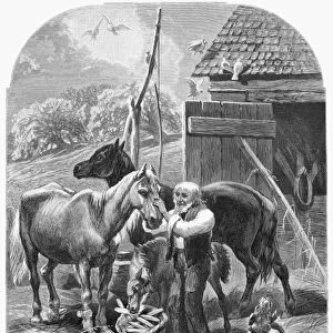 FARMER, 1873. Old friends. Wood engraving, 1873, by Charles Maurand, after a drawing by John S