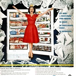 The Final Frost Barrier! Advertisement for General Motors Frost-Proof Imperial Freezer from an American magazine of 1959
