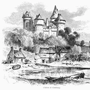 FRANCE: CHATEAU. View of the Chateau de Combourg in Brittany, France. Wood engraving, c1875, after R. P. Leitch