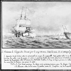 FRENCH SQUADRON, 1778. French warship Languedoc, part of the naval squadron under