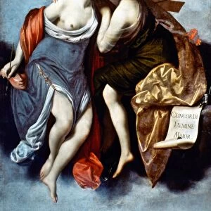 FURINI: MUSES, 17th CENTURY. Francesco Furini: Muses of Poetry and Painting. Oil on canvas, 17th century