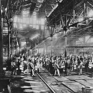 GERMANY: KRUPP WORKS. Workers making a casting of crucible steel at Krupp Bessemer