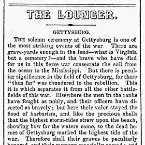 GETTYSBURG ADDRESS, 1863. President Abraham Lincolns Gettysburg Address, 19 November 1863. Report of the ceremony held at Gettysburg, Pennsylvania, in Harpers Weekly, 5 December 1863