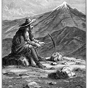 GOLD MINER, 19th CENTURY. Wood engraving, American, 19th century