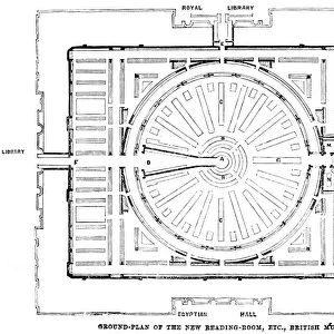 The ground-plan of the Reading Room at the British Museum (now the British Library), London, England. Wood engraving, English, 1857