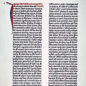 GUTENBERG BIBLE, 15th CENT. The first page of Genesis from one of the forty-six