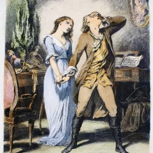 Handcolored etching print of The Sorrows of Young Werther Handcolored etching print of The Sorrows of Young Werther