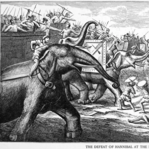 HANNIBAL (247-183 B. C. ). Carthaginian general. Hannibals defeat at the Battle of Zama by the Romans in 202 B. C. Line engraving