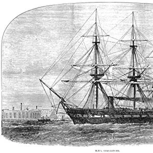 HMS CHALLENGER, 1872. The British survey ship HMS Challenger in Portsmouth Harbour in Hampshire, England, shortly before setting out on the oceanographic voyage that began 21 December 1872. Contemporary wood engraving