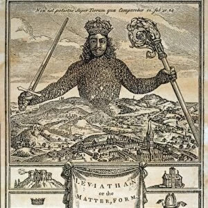HOBBES: LEVIATHAN, 1651. Engraved frontispeice to the first edition of Thomas Hobbess Leviathan, 1651