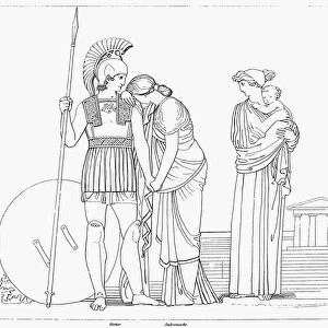 HOMER: THE ILIAD. The meeting of Hector and Andromache. Line engraving, 1805, by James Parker after the drawing by John Flaxman