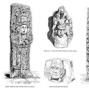 HONDURAS: COPAN, 1843. Religious sculptures from the ruins of the ancient Mayan city of Copan