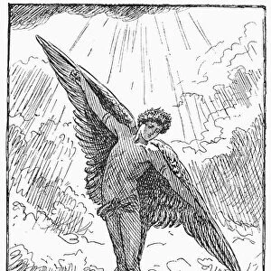 ICARUS. Line engraving, 1887, after Sir William Blake Richmond