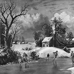 ICE SKATING, 1880. Chromo-lithograph, American, 1880