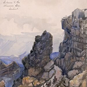 ICELAND, 1862. A view of Almannagja gorge in Thingvellir, Iceland. Drawing by Bayard Taylor
