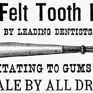 IDEAL FELT TOOTHBRUSH 1890. American advertisement, 1890
