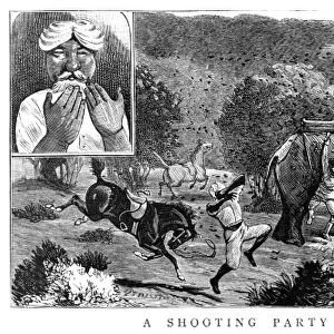 INDIA: HORNET ATTACK, 1887. A hunting party in central India attacked by hornets