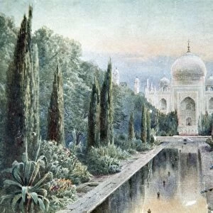 INDIA: TAJ MAHAL. Color engraving of the neglected gardens of the Taj Mahal in Agra, India, during the 19th century