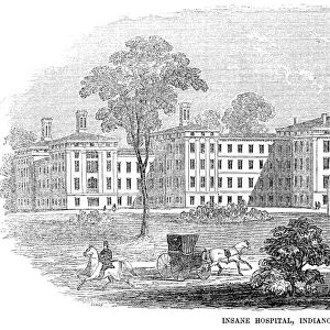 The Insane Hospital at Indianapolis, Indiana. Wood engraving, 1854