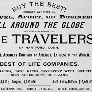 INSURANCE: ADVERTISEMENT. An advertisement for the Travelers Insurance Company of Hartford