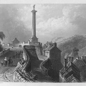 IRELAND: LONDONDERRY. View of Walkers Pillar and the walls of Londonderry, Northern Ireland. Steel engraving, English, c1840, after William Henry Bartlett