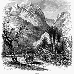 ITALY: SICILY, c1875. Cape Faro, which overlooks the Strait of Messina between the Italian island of Sicily and the mainland, as viewed from the Sicilian village of Limina. Wood engraving, c1875, by Edward Whymper after Harry Fenn