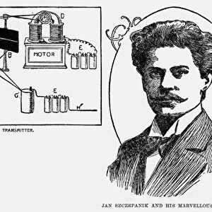 JAN SZCZEPANIK (1872-1926). Polish scientist and inventor, with a diagram of his telectroscope