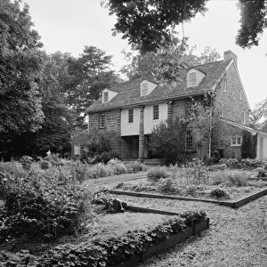JOHN BARTRAM HOUSE. View from the northeast of the house and garden built by American