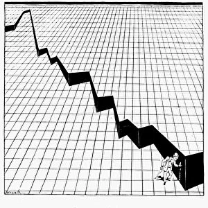Just around the corner. Cartoon on the movements of the stock market during the Great Depression of the 1930s