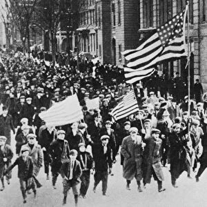 LAWRENCE STRIKE, 1912. Parade of striking workers of the American Woolen Company at Lawrence