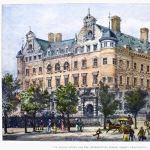 LONDON: SCOTLAND YARD. New Scotland Yard, the building on the Victoria Embankment, London, England, which served as headquarters for the Metropolitan Police from 1890 to 1967. Line engraving, English, 1890