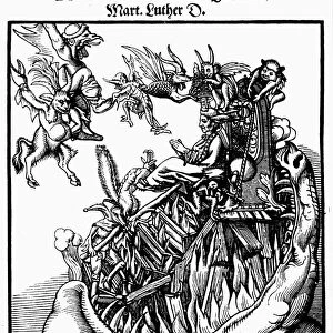 LUTHER: TRACT, 1545. Pope at the gates of hell: woodcut title page of an anti-Papal