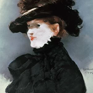 MANET: MERY LAURENT. Portrait of Mery Laurent. Oil on canvas by Edouard Manet