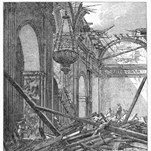 MANILA: EARTHQUAKE, 1863. Nave of the cathedral at Manila, Philippines, after the earthquake of 1863. Contemporary wood engraving