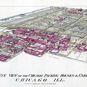 MAP: CHICAGO, 1890. Map of the Union Stock Yards and packing houses in Chicago, Illinois