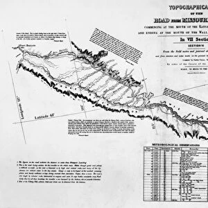 MAP: OREGON TRAIL, 1846. Topographical map, 1846, by Charles Preuss, surveyor