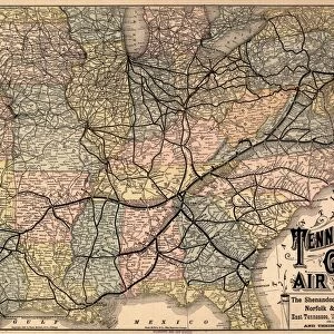 MAP: RAILROAD, 1882. The Virginia, Tennessee, and Georgia Air Line; the Shenandoah Valley R