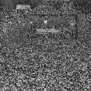 MARCH ON WASHINGTON, 1963. An aerial view of the crowd and the stage at the March on Washington