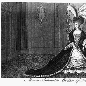MARIE ANTOINETTE (1755-1793). Queen of France, 1774-1792, in her dressing room. Line engraving, English, 1777