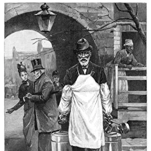 MARYLAND: OYSTERS, 1889. A Southern oyster peddler. Engraving after a drawing by B
