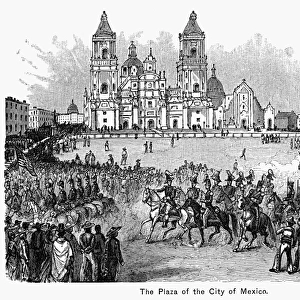 MEXICO CITY, 1847. The U. S. Army entering Mexico City, 17 September 1847. Wood engraving