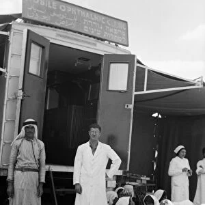MIDDLE EAST: MOBILE CLINIC. Shukeir, a local doctor, outside of the Palestinian