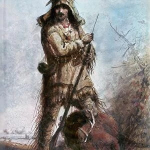 MILLER: ROCKY MOUNTAIN MAN. Louis, a Rocky Mountain Trapper. Painting by Alfred Jacob Miller