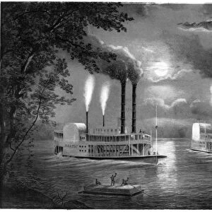 MISSISSIPPI RIVER. Two steamboats on the upper Mississippi river
