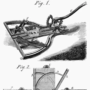 MITERING TOOL, 1867. Diagram of a mitering tool. Engraving, American, 1867